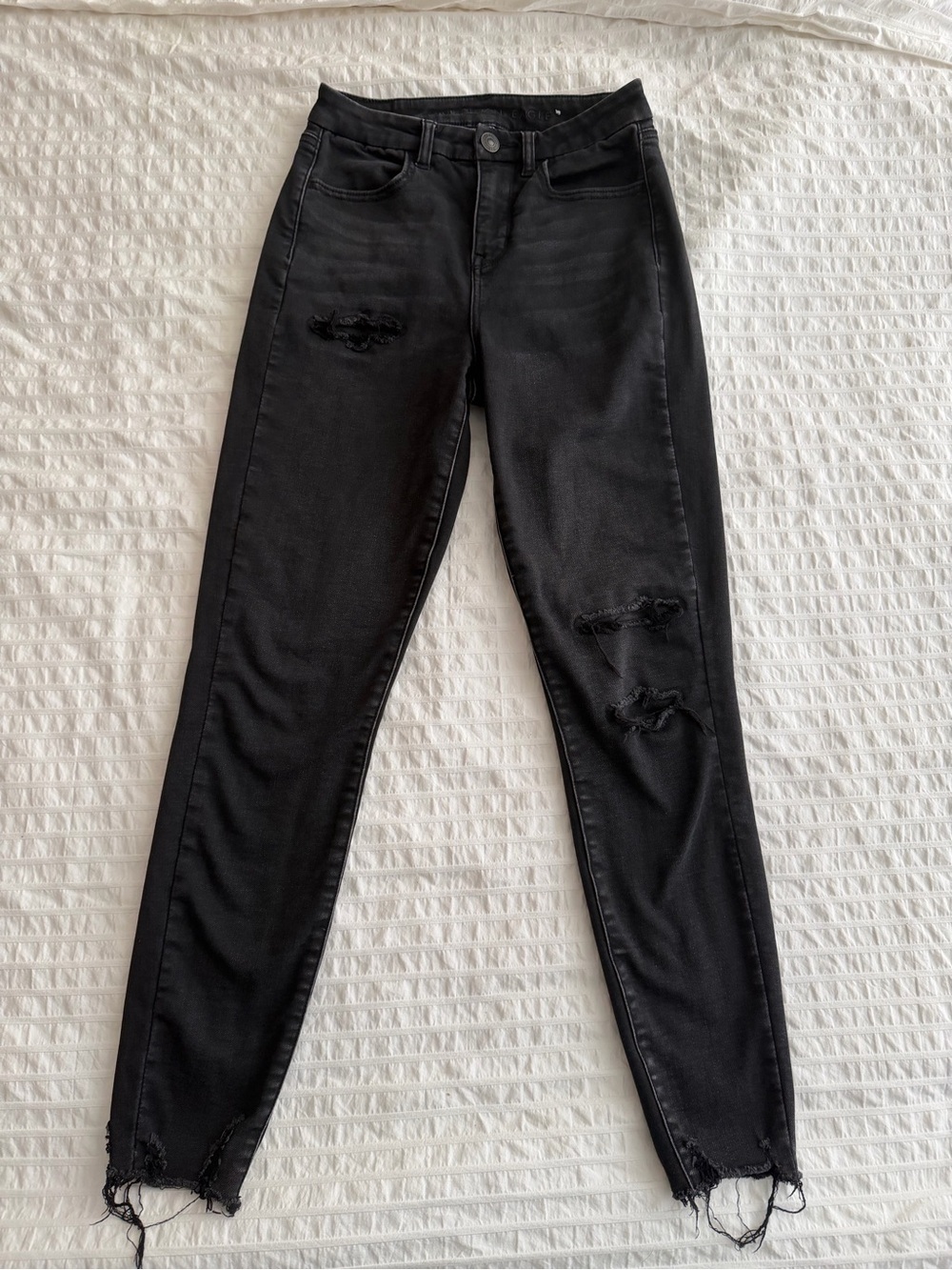 American Eagle Ne(X)t Level Stretch Distressed Skinny Jeans Black Size 2